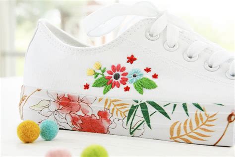 Shoes With Flowers Embroidery Designs