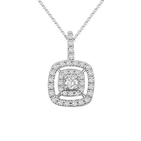 Square diamond pendant necklace in white gold Square Diamond, White ...