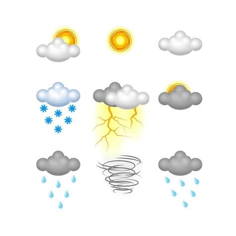 Realistic Weather Icon Set Vector Illustration 20823983 Vector Art At Vecteezy