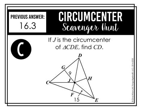 Centers Of Triangles Circumcenter Scavenger Hunt All Things