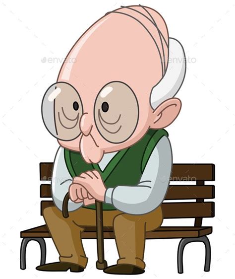 An Elderly Man Sitting On A Park Bench People Characters