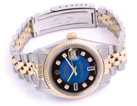 Rolex 36mm Datejust 16013 Blue Diamond Two Tone Jubilee For Sale At 1stdibs