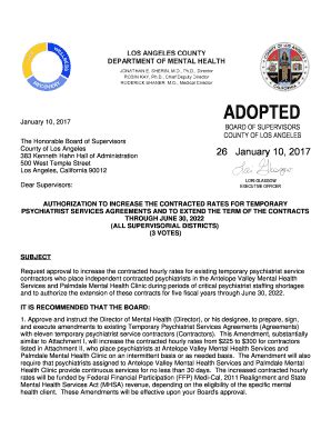 Fillable Online Lacdmh Lacounty AUTHORIZATION TO INCREASE THE