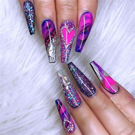 Dope Nails Bling Nails Purple Nails Swag Nails Glitter Nail Art