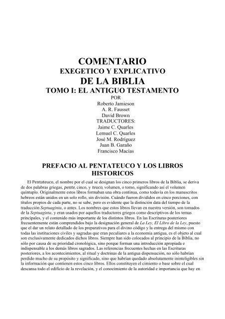 Comentario Exeg Tico Y Explicativo De La Biblia