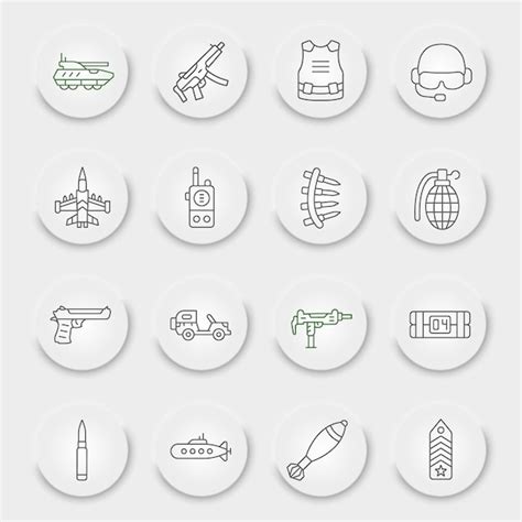 Premium Vector Military Line Icon Set