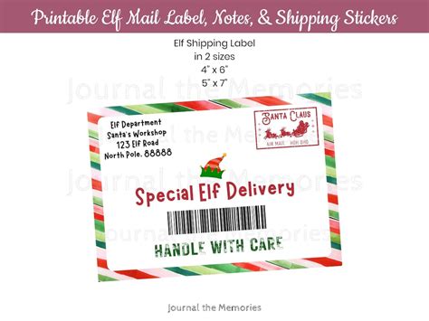 Printable Elf Mail Label Elf Shipping Label Printable Elf - Etsy