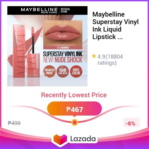 Maybelline Superstay Vinyl Ink Liquid Lipstick Nude Shock Long Lasting Waterproof Lip Tint