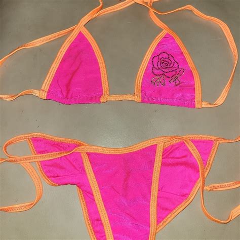 Cloris Murphy Swim Hooters Orange Plum Tritop Scrunchy Butt Bikini