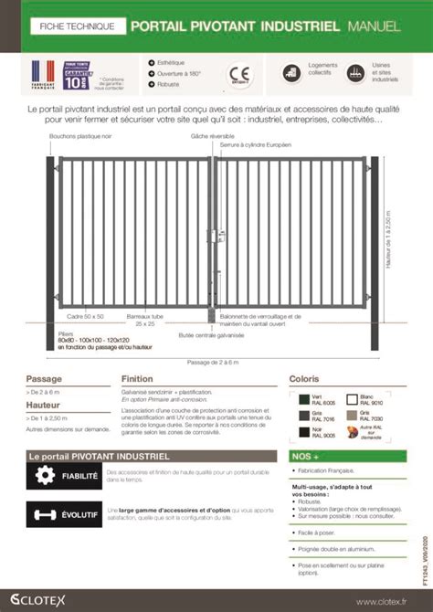 Portail Pivotant Industriel Manuel Clotex L Expert Cl Ture