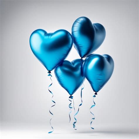 Premium Photo Blue Color Heart Shaped Balloons Isolated On White