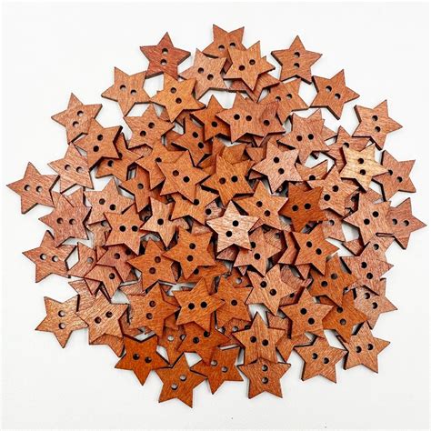 Honbay 200pcs Wooden Star Buttons 2 Holes Buttons Antique Brown Sewing Buttons