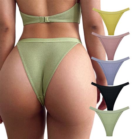 Sexy Women Lingeries G String Thong V Back Underwear Ribbed Brief Knicker Bikini Ebay