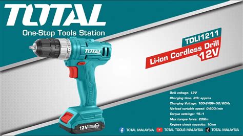 TOTAL 12V Li Ion Cordless Drill TDLI1211 YouTube