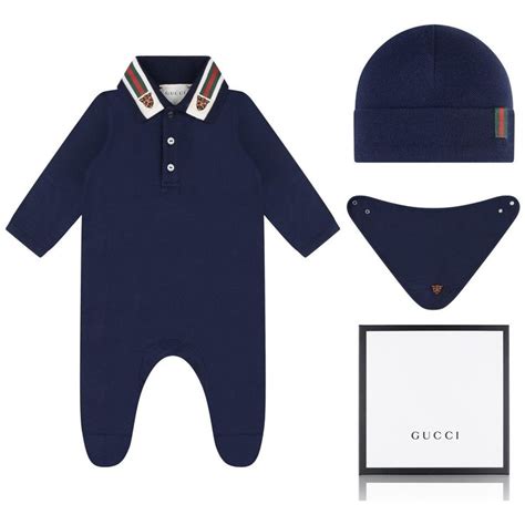 GUCCI Baby Boys Navy Cotton Gift Set (3 Piece) 3-6 months | Baby ...