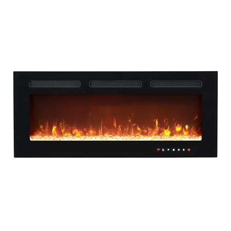 Homestock 50 In Black Electric Fireplace Wall Mounted Fireplace Led With 12 Colors Touch