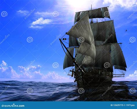 The Ancient Ship Stock Illustration Illustration Of Pirates 12629775