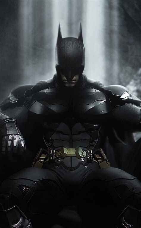 Download Wallpaper 950x1534 Batman Sitting On Throne Dark Superhero