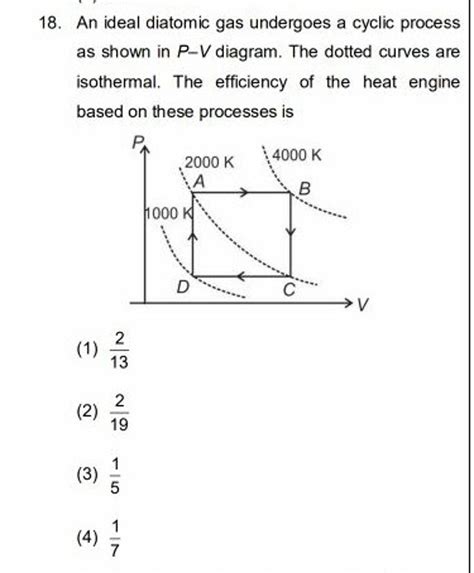 An Ideal Diatomic Gas Undergoes A Cyclic Process As Shown In PV Diagram