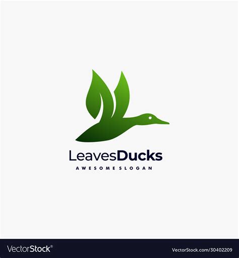 Logo Duck And Leaves Dual Meaning Style Royalty Free Vector