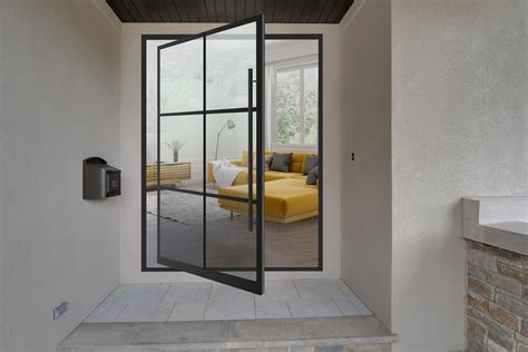 Pivot Steel Exterior Doors Modern Glass And Metal Front Doors