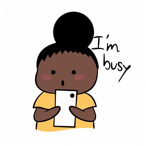 Busy Emoticon Focus Girl Phone Sticker Vee Icon Download On