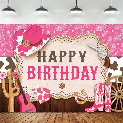 Pc Western Cowboy Cowgirl Happy Birthday Backdrop Milk Cow Rustic Old