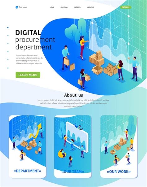 Premium Vector Isometric Website Template Landing Page Concept Of