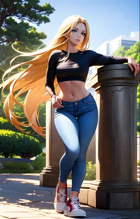 A Close Up Of A Woman With Long Blonde Hair Posing Seaart Ai