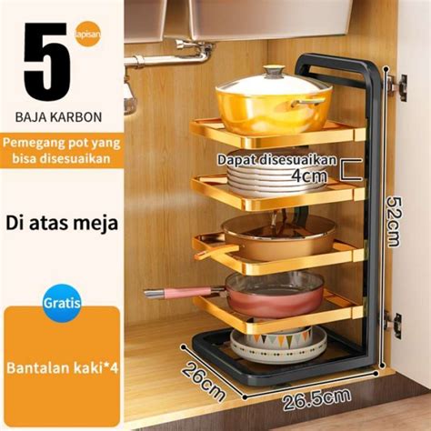 Promo Rak Dapur Rak Tempat Panci Stainless Rak Kabinet Rak Galon Susun