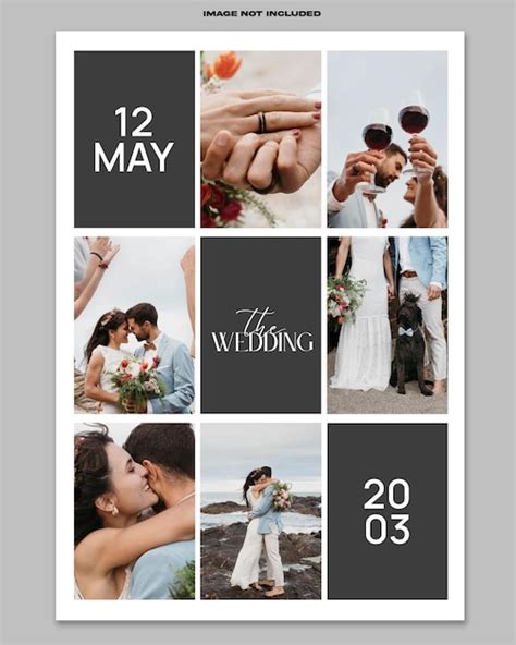 Premium Psd Wedding Photo Collage Set Mockup