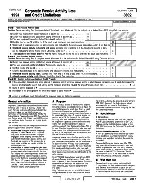 Fillable Online Ftb Corporate Passive Activity Loss And