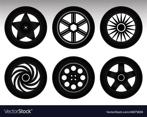 Set Of Realistic Car Wheels Tire Isolated Vector Image