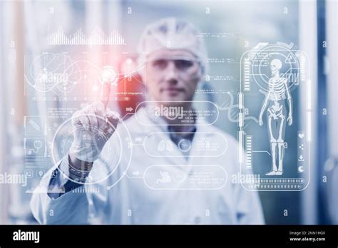 Medical Doctor Using Advance Technology Big Data Visual Display