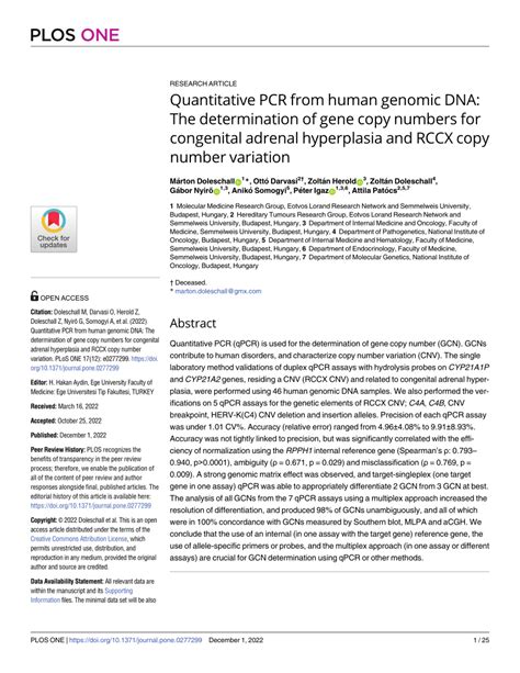 Pdf Quantitative Pcr From Human Genomic Dna The Determination Of