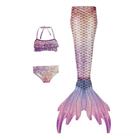 Muxiin Mermaid Tail Swimsuit For Girls Size Fish Tail Set Sling Bikini Fish Scale Piece