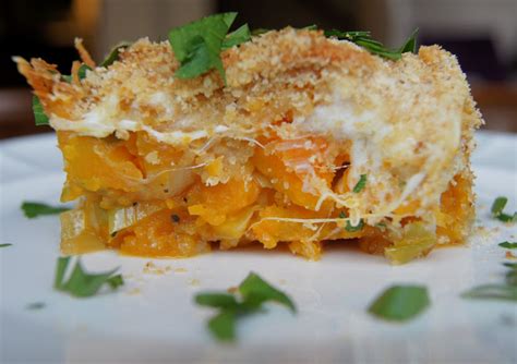 Healthy And Gourmet Butternut Squash And Leek Gratin