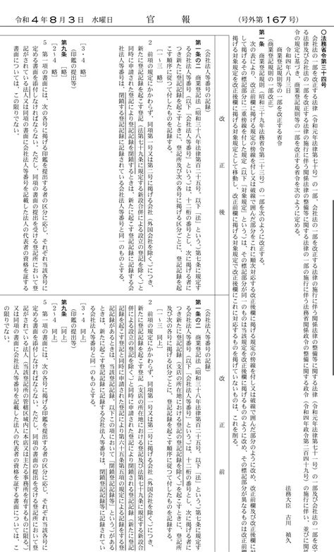 森山和正（司法書士試験講師） On Twitter 今日の官報。 商業登記規則の改正。 支店所在地での登記を廃止することと関連する改正なの