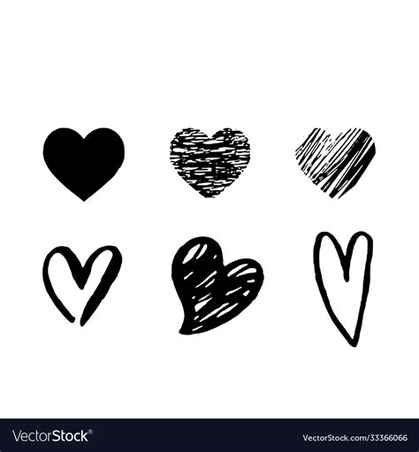 Hearts set different style and shape Royalty Free Vector