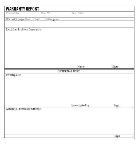 Warranty Report Format