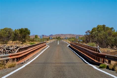 Single Lane Bridge Interrupting Two Lane Highway in Australian Outback ...