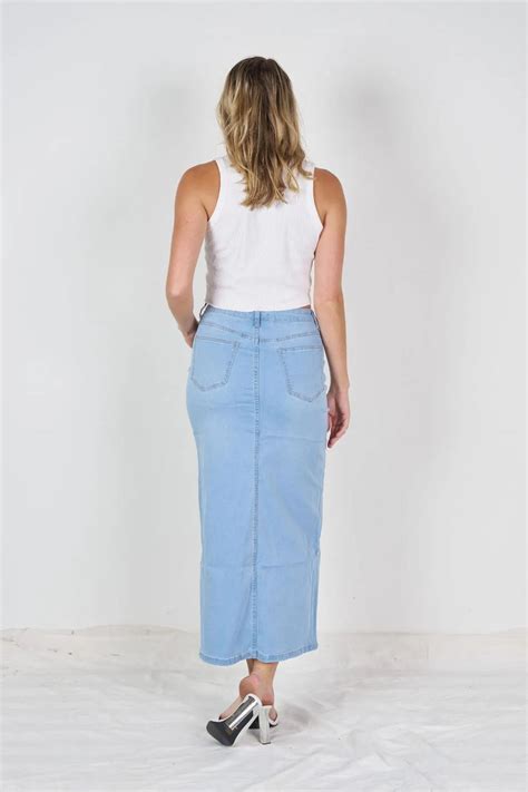 Split Front Denim Skirt Louii