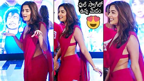 Pooja Hegde Latest Sizzling Looks In Red Saree Cirkus Movie Trailer