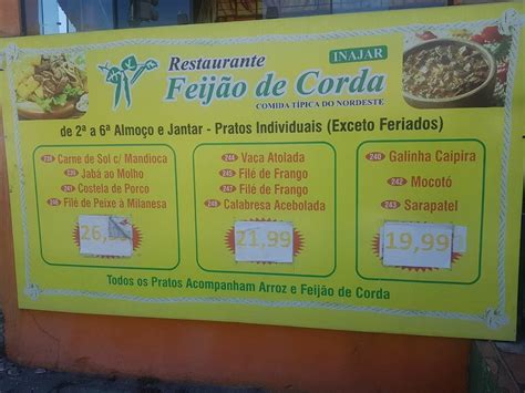 Menu Em Restaurante Nordestino Feij O De Corda Inajar De Souza S O