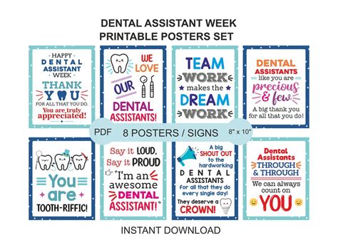 Dental Assistant Week Appreciation Sign Printable Dental Assistant Week Posters Set Dental