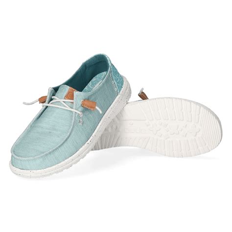 Wendy Heathered Slub Tropical Dames Instappers Aqua Hd40753 425 Heydude