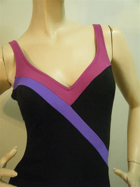 Vtg 70s 80s One Piece Colorblock Swim Suit With Skirt… Gem