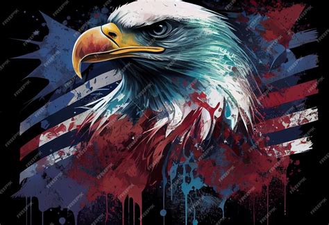 Premium Ai Image Usa American Flag Creative Patriotic Background With Bald Eagle Generate Ai