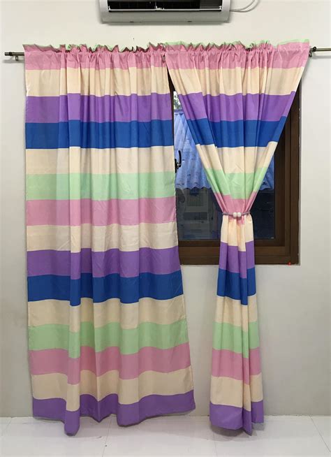 Pastel Rainbow Non Ring Curtains Canadian Fabric 7ft Lazada PH