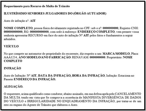 Modelo De Recurso Contra Multa De Tr Nsito Notifica O Preenchida Hot Sex Picture